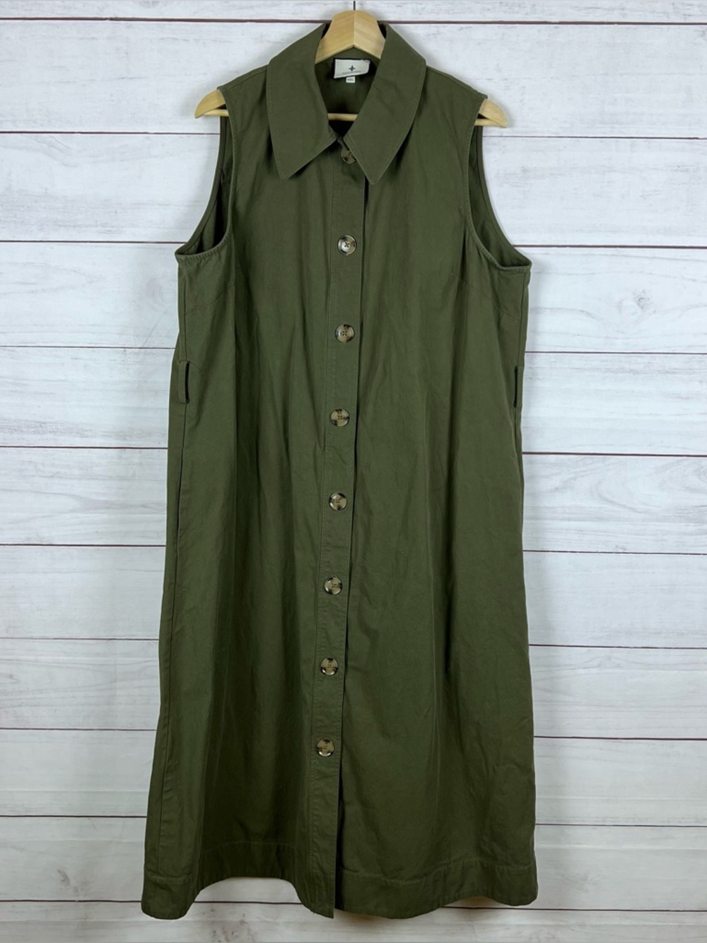 TUCKERNUCK $268 Army Green Sleeveless Chamberlin A-Line Midi Dress Size XXL.